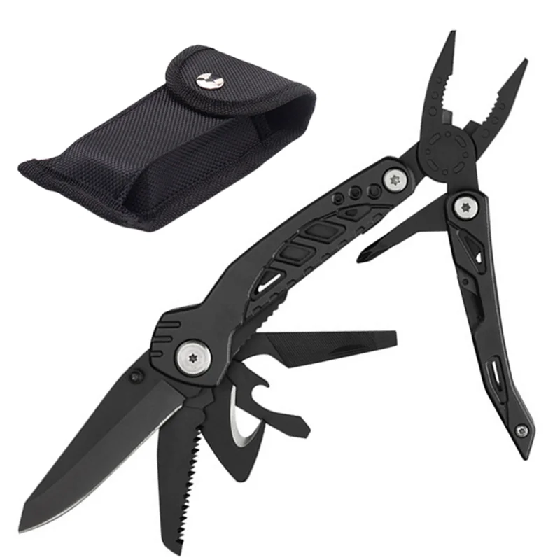 

12 in 1 Multitool Knife Plier Pocket Multi Tool W/ Large Blade Safety Locking Design for Outdoor Camping Survival Hiking Hunting