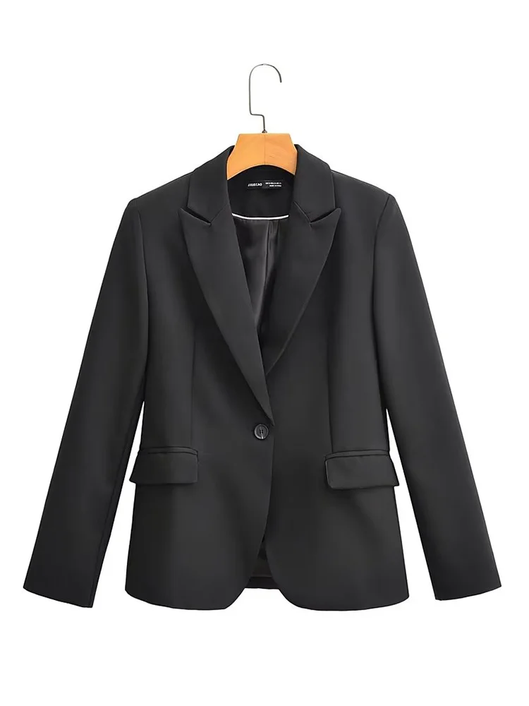 

ZAA 2022 Осенняя Женская мода новинка ретро повседневный отворот одна пуговица клапан карман украшение дизайн офиса с длинным рукавом притале...