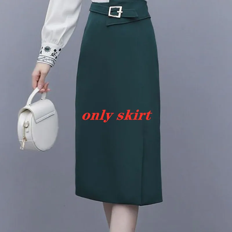 2023 Korean Popular Spring New Vintage Printed Chiffon Shirt Slim Skirt Two-piece Elegant Women's Skirt Suit Office Outfits