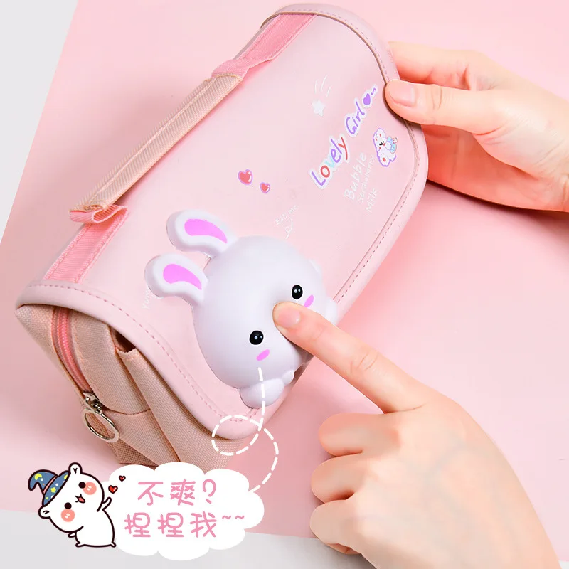 

Cute Cat Pencil Cases For Girls Decompression Pencil Case Large Capacity Stress Relief Pencil Bag Double Pen Bag Stationery