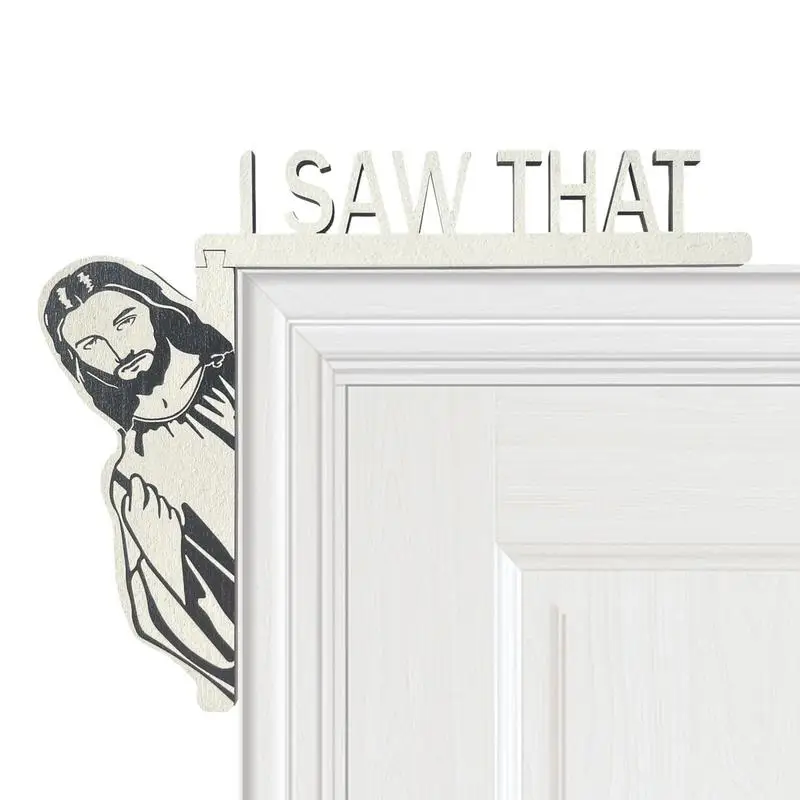 

Дверная рама с Иисусом, креативный деревянный знак, я увидел, что дверь с Иисусом, декор для христианской двери, интерьерная дверь с Иисусом