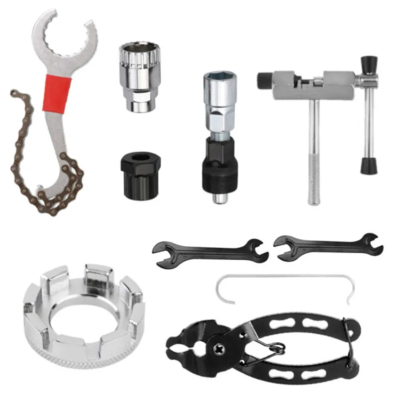 

Bicycle Repair Tool Kits Flywheel Removal Chain Breaker Cutter Crank Puller MTB Road Bike Wrench Cassette Bracket Extractor Sets