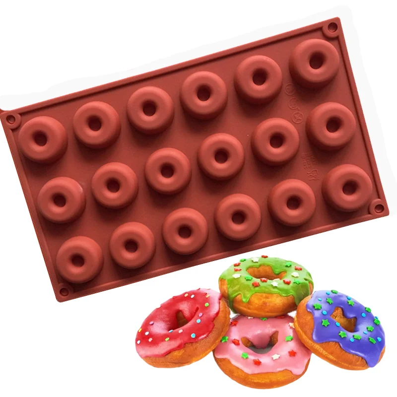 

Silicone 18 Donut Maker DIY Baking Accessories Non-Stick Pastry Cookie Chocolate Mold Cake Tray Baking Pan Moldes De Silicona