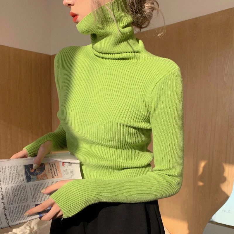 

Свитер женский с длинным рукавом и воротником-хомутом, на осень/зиму