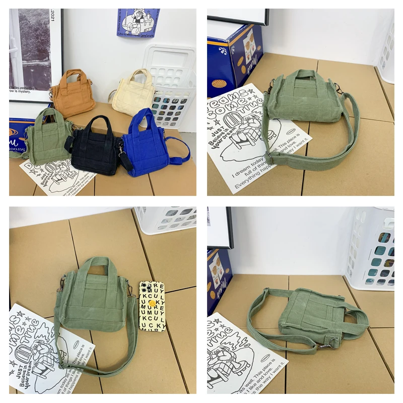 Canvas Tote Bags For Women Trend Luxury Designer Handbags Casual Shoulder Bag Eco Bag Korean Messenger Bag Y2K Satchel Purse Sac