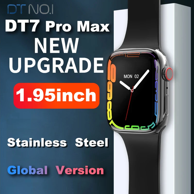 DT7 Pro Max Stainless Steel Smart Watch Men 1.95'' HD Big Screen NFC Smartwatch Bluetooth Call Wireless Charging PK IWO W37 Pro