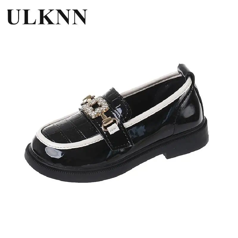

Girls Black Leather Shoes Performance Autumn Leather Single Shoe Primary School Students White Princess Children's Shoes &689