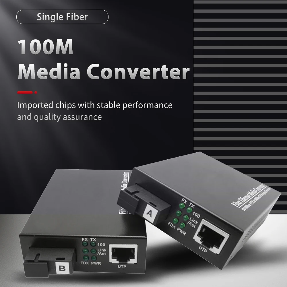 1 Pair Optical Fiber Media Converter 10/100M Single/Multi Mode Single Fiber Transceiver 100M Single Fiber Converter 1310/1550nm