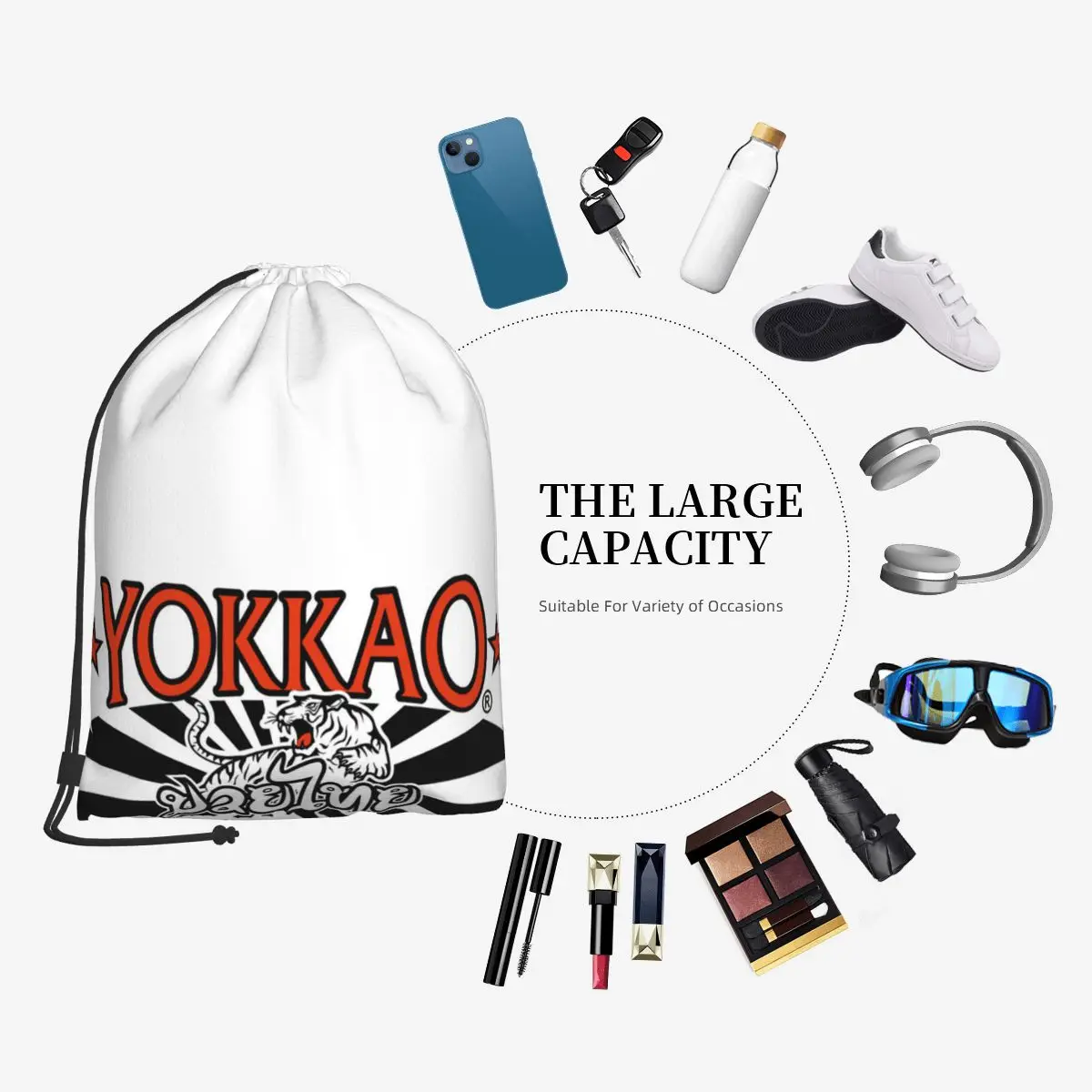 Фото Рюкзаки с логотипом Yokkao Muay Thai, модные спортивные сумки с завязками и карманами, сумки для книг, сумки для путешествий, сумки для студентов №5