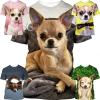 new summer cute animal dog chihuahua 3d printing t shirt boys and girls street casual breathable light top
