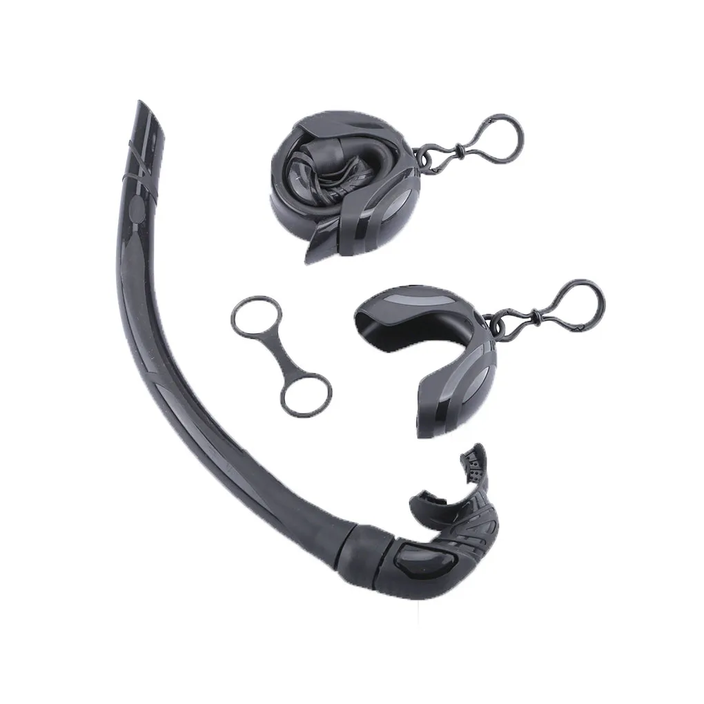 

Silicone Folding Snorkeling Tube with Storage Box Adults Diving Roll up Breathing Hose Water Sports Snorkel Gear Black