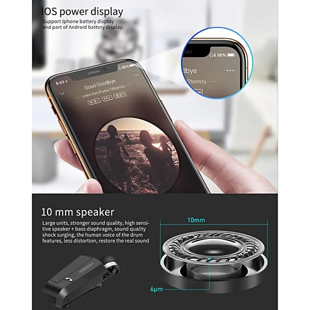 

Беспроводная гарнитура для бега с вибрацией и зарядкой Micro USB
