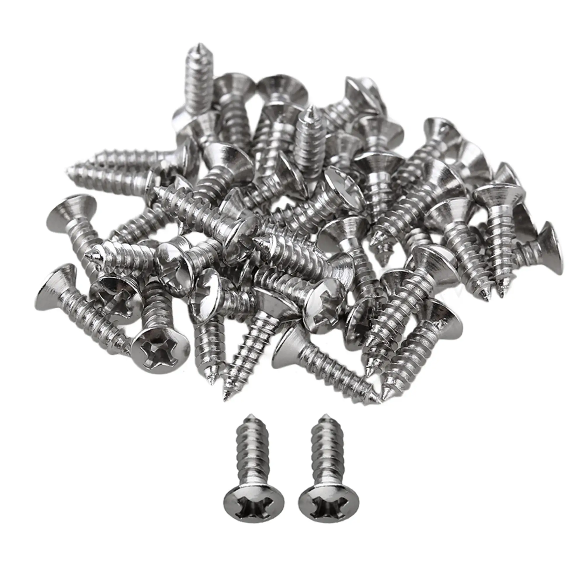 

Yibuy 20 Set of 50 pcs Chrome Electric Guitar Bass Pickguard \ Cover Plate Screws