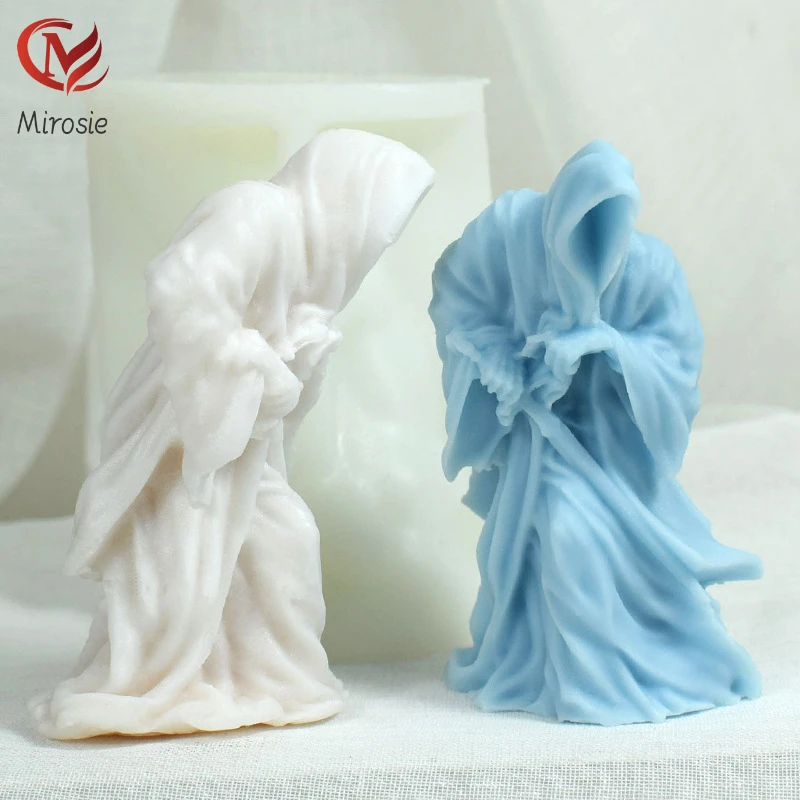 

Mirosie Mysterious Samurai Scented Candle Mold Diy Plaster Portrait Epoxy Decoration Silicone Mold Halloween Resin Molds
