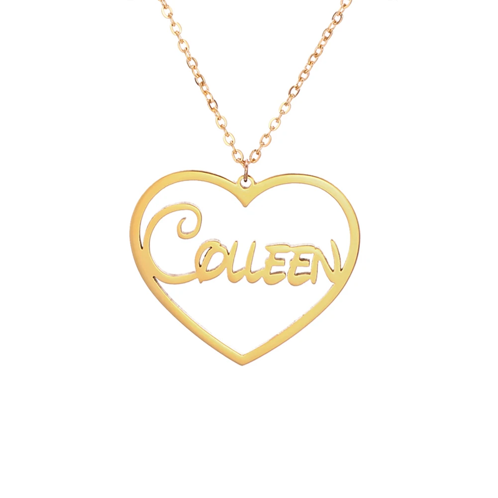 

YHLISO Stainless Steel Custom Name Love Heart Nameplate Pendant Necklace Personalized Romantic Women Choker Gift for Girl Friend