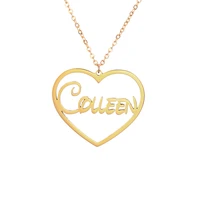 yhliso stainless steel custom name love heart nameplate pendant necklace personalized romantic women choker gift for girl friend