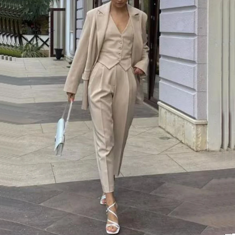 Pants Outfit Women's Suit 3-Piece Wool Slim Elegant Custom Dress for Prom Line Up Eam Offical Store Trafza Groups of Pant Zafity