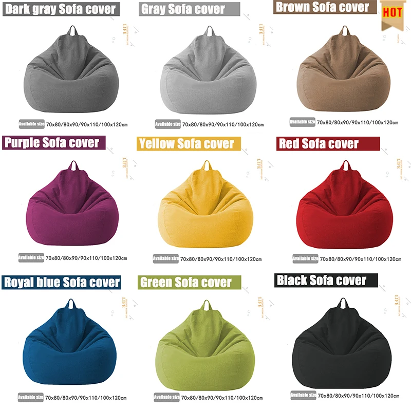 Large/Small Lazy BeanBag Sofas Cover Chairs without Filler Linen Cloth Lounger Seat Bean Bag Pouf Puff Couch Tatami Living Room