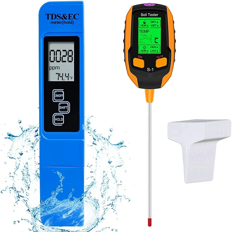 

BEST4-In-1 измеритель влажности почвы, TDS-метр и 20 этикеток, для PH почвы, увлажнения светильник температуры, домашней воды, для сада, в горшке