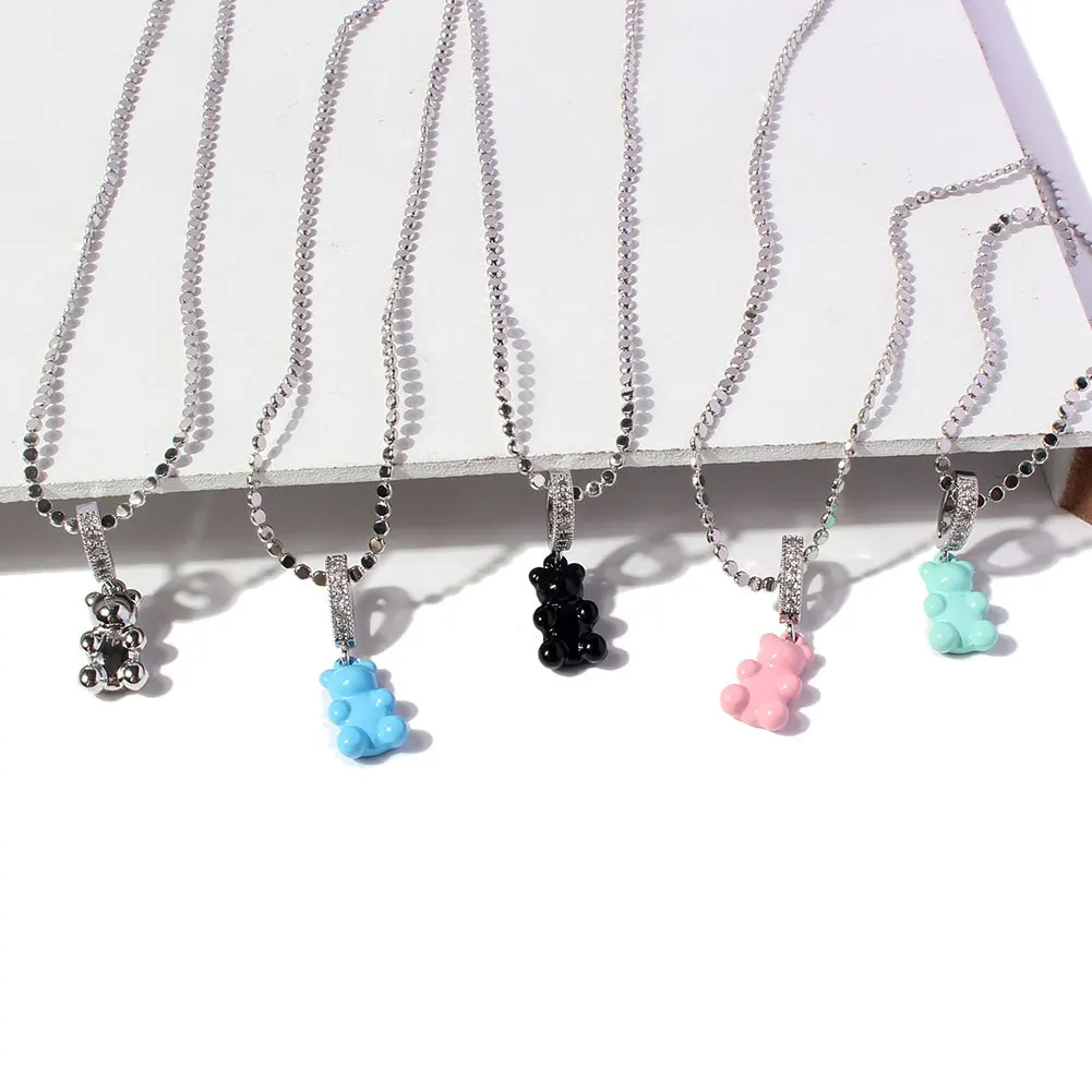 

Модное медное многоцветное ожерелье HaHaGirl с подвеской медный медведь для женщин простое ожерелье медная цепочка ожерелья ювелирные изделия