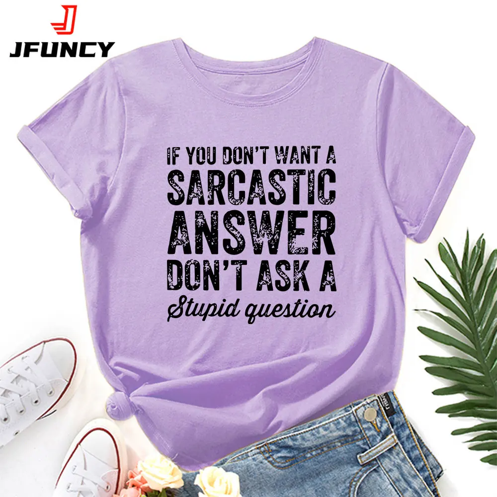 

JFUNCY Women Cotton Tshirts Short Sleeve T-shirt Female Oversized Tops 2023 Summer Letter Graphic Tee Shirts Woman Clothing