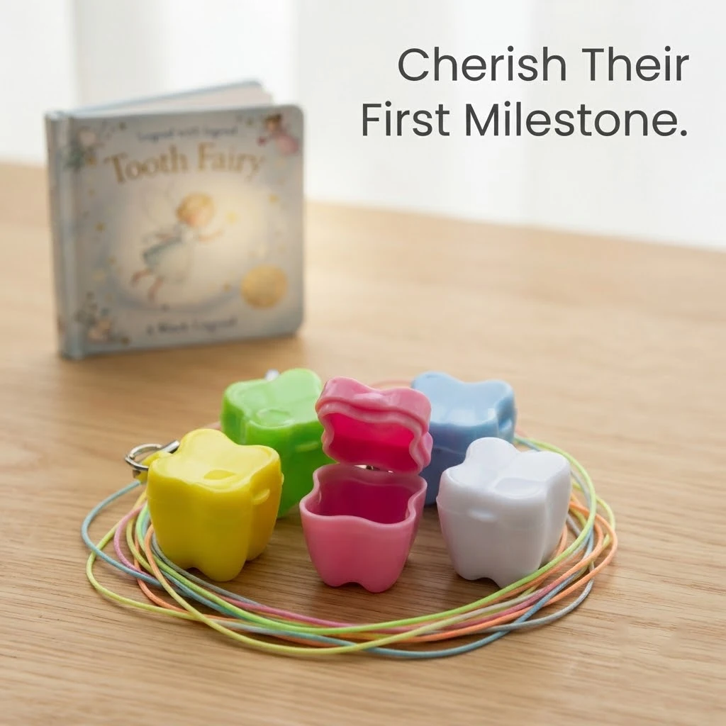 Фото 50 шт. мини-коробочек для молочных зубов в форме зуба, милая коробочка для зубной феи, контейнер для хранения детских зубов, сувенир, подарок для стоматолога №1