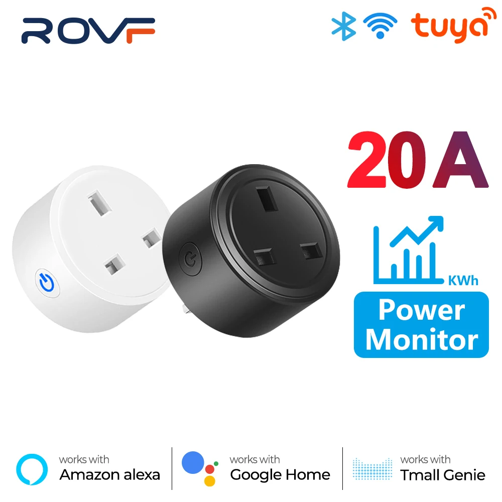 

Tuya 20A Smart Wifi Plug UK Wireless Control Socket Outlet with Energy Monitering Timer Function Works with Alexa Google Home
