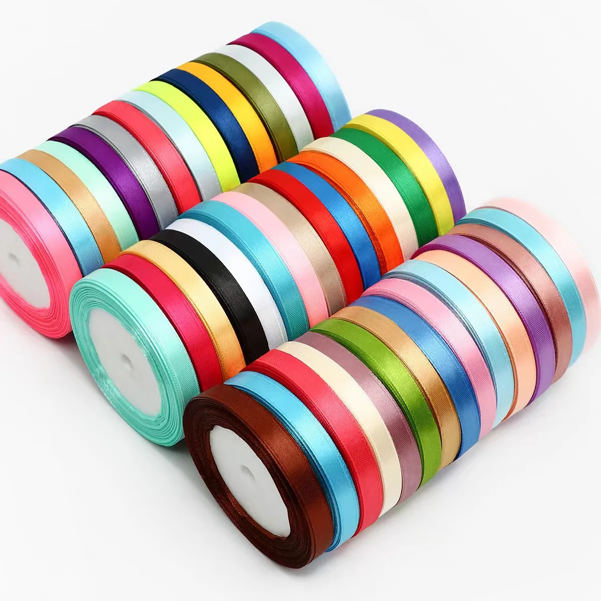 

25 Yards 10MM Solid Color Single Face Satin Silk Ribbon Roll For Hair Bows DIY Sewing Crafts Wedding Party Cake Gift Wrapping