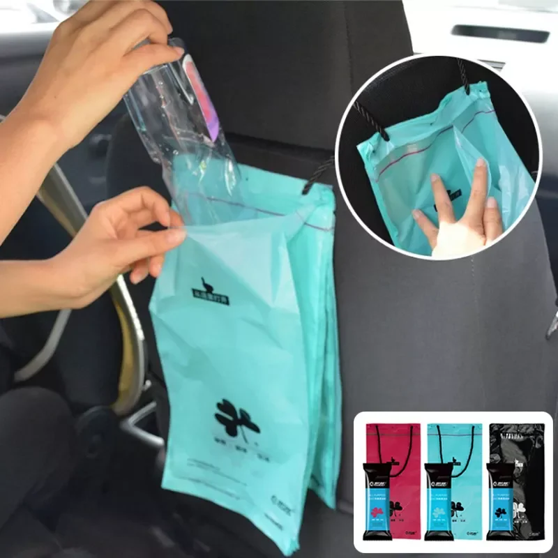 

50pcs Disposable Trash Bag Car Home Kitchen Self-adhesive Waste Storager Car Seat Back Hanging Garbage Bin Waterproof Bags