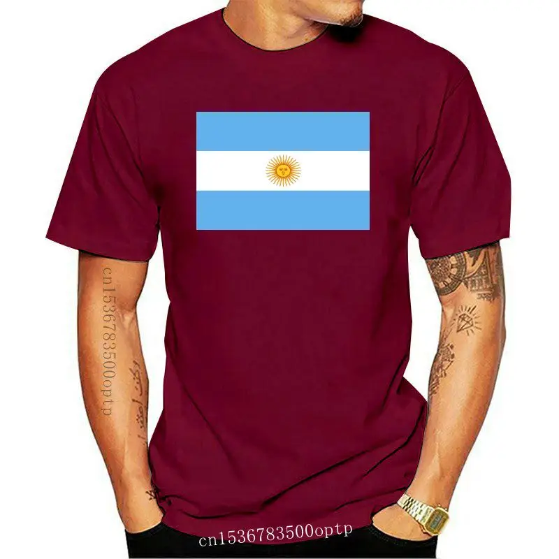 

Camiseta sencilla de algodón de manga corta para hombre, camisa con cuello redondo, Bandera de Argentina, orgullo nacional, país