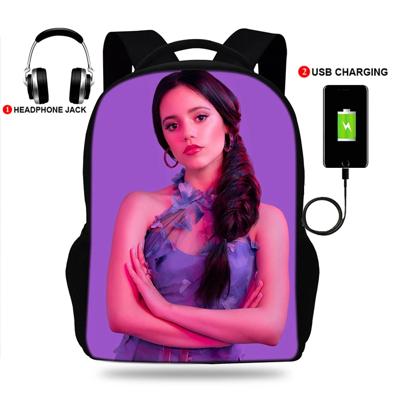 

Mochila Queen Jenna Ortega Print Backpack Mens School Bags for Teenage Girls Usb Charge Bagpack Laptop Backpack Women Rucksack