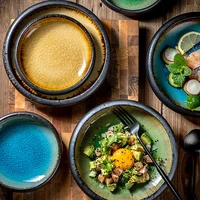 ice cracked green glaze ceramic tableware japanese style sushi sashimi dinner plate creative home breakfast round salad plate