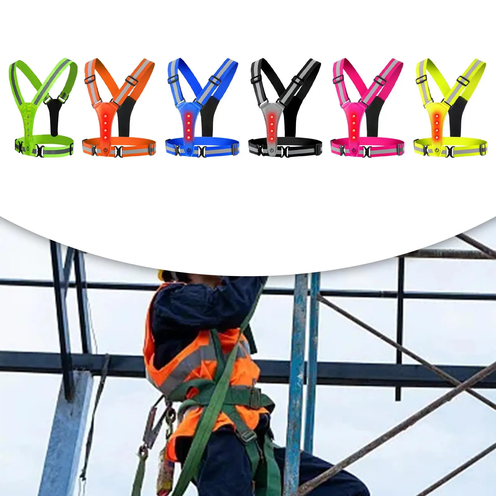 

LED Reflective Vest Glowing Reflector Straps Warning Lights for Kids Children Night Running Cycling Hiking Gear Reflective