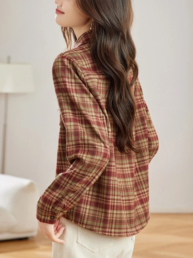 Рубашки в клетку для шлифовки женские рубашки с длинным рукавом осень 2023 новинка
