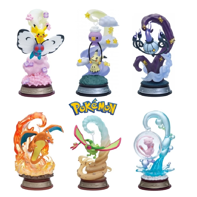 

6PCS Anime Pokemon Pickachu Charizard Flygon Figures Toys Rope Swing Elf Series Doll Action Figure Cartoon Birthday Gift for Kid