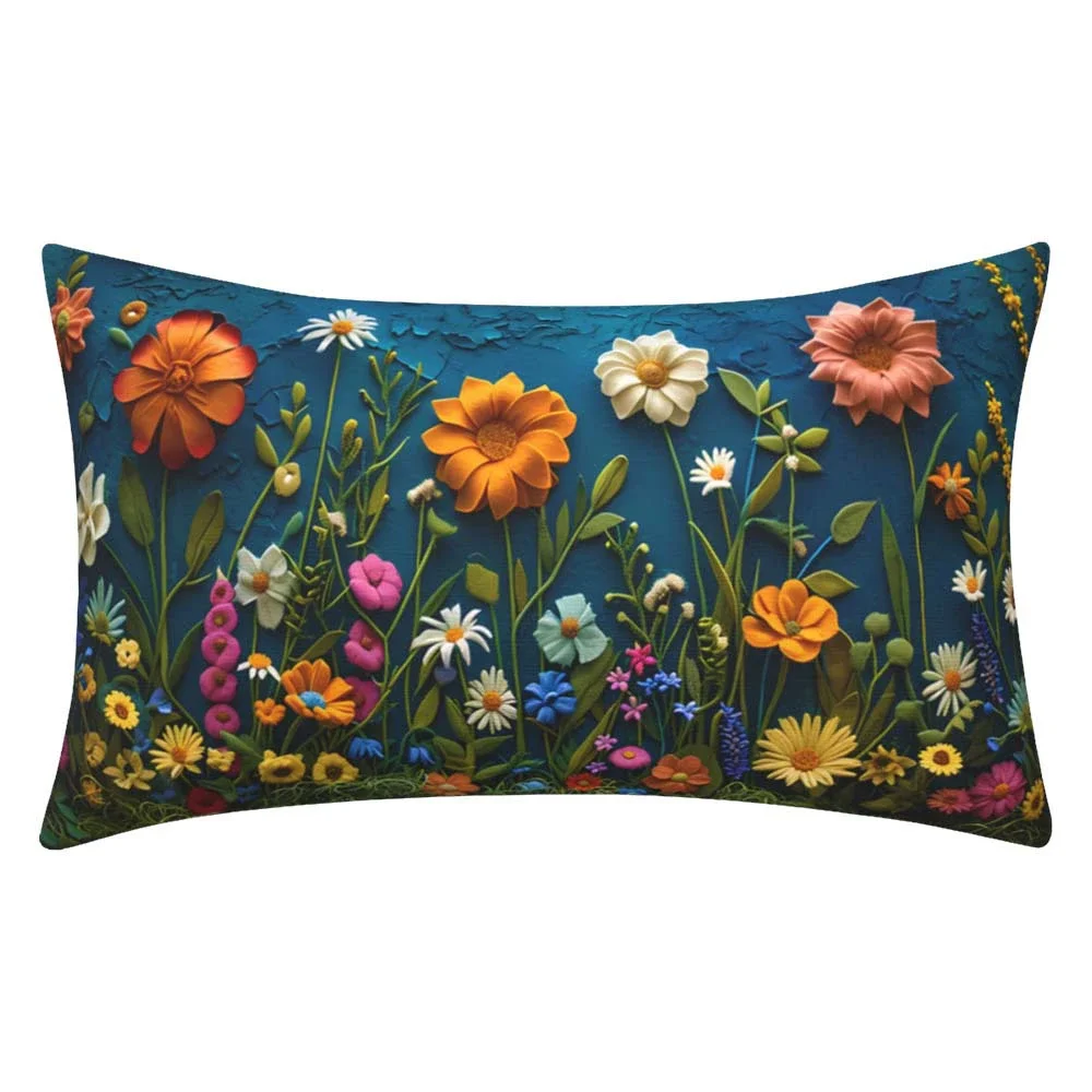 Декоративная наволочка из полиэстера 30x50 см с цветочным принтом