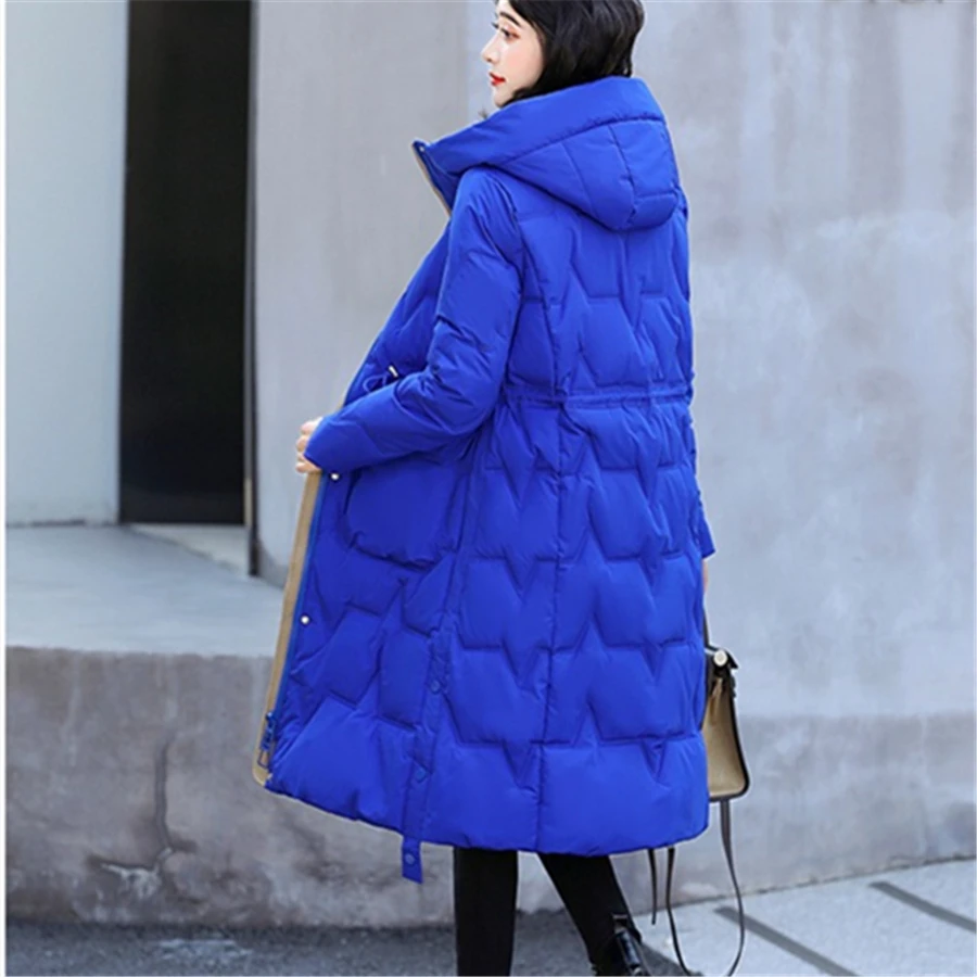 Winter Hooded Down Cotton Slim Long Coat Women Warm Thick Parkas Snow Wear Outwear Causal Korean Overcoat Windbreaker Jackets