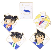 b0072 detective conan japanese lapel pins for backpacks womens brooch badges anime enamel pin fashion jewelry accessories gifts