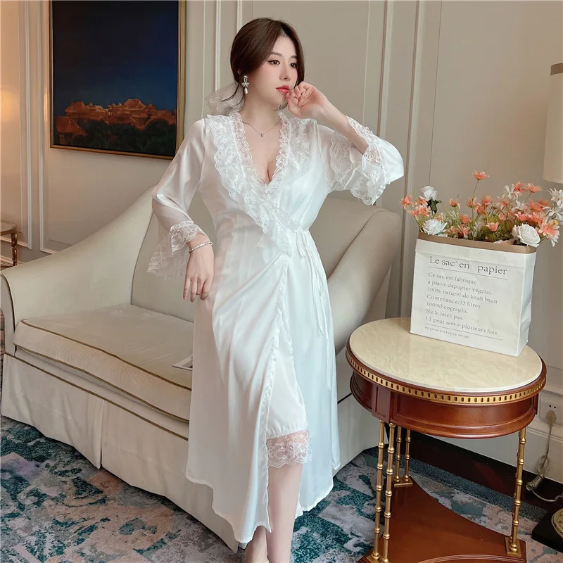 Женский свадебный халат костюм из двух предметов привлекательный кружевной