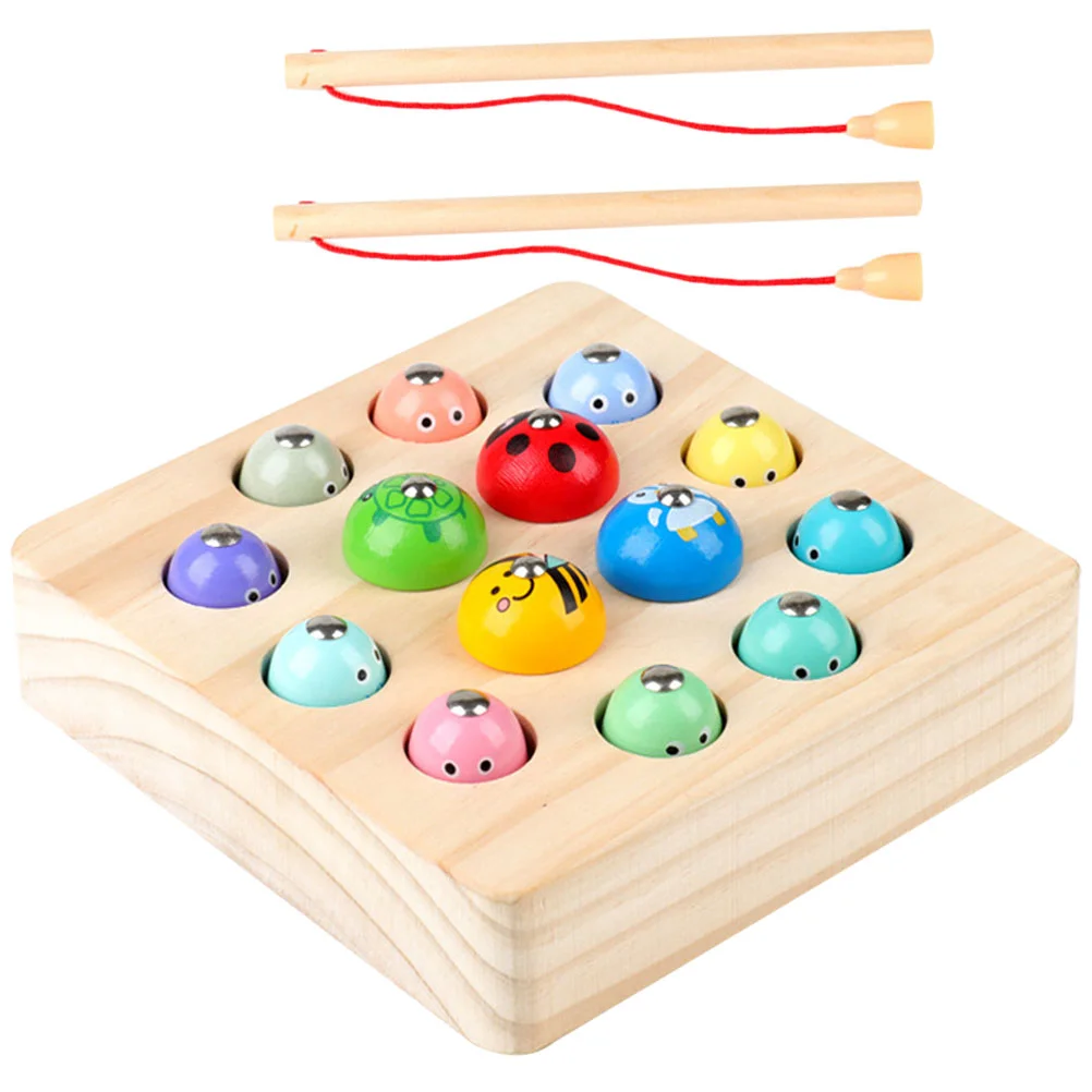 

Fishing Kids Game Magnetic Wooden Eye Hand Set Angling Coordination Fish Catch Pool Games Montessori Toddler Catching