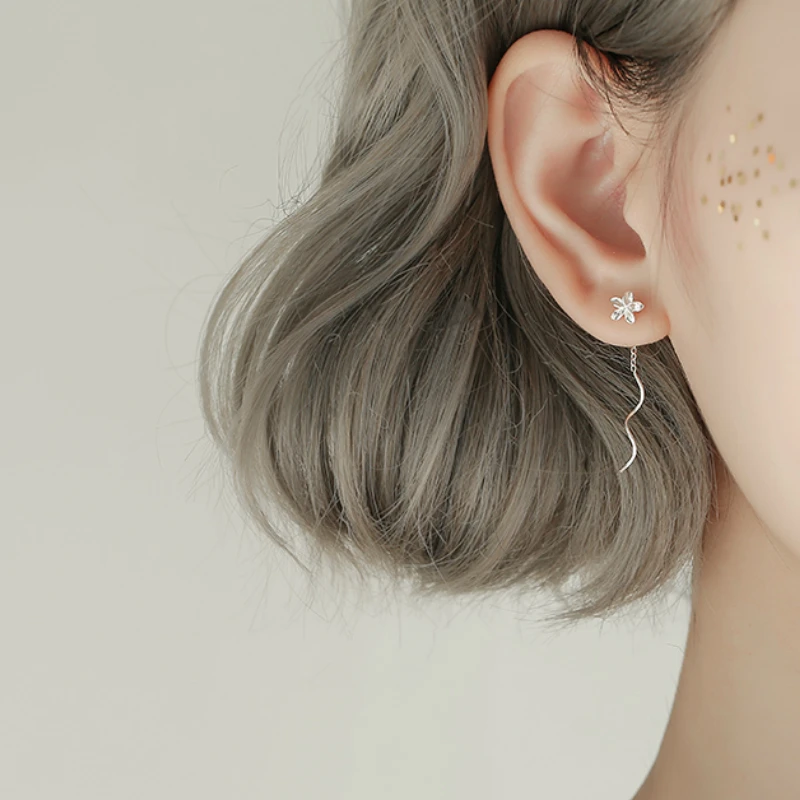 

Sweet Lovely Pretty Flower Dangle Earrings Cherry Blossoms Wave Tassels Earring For Women Girl Fashion Earring Wholesale