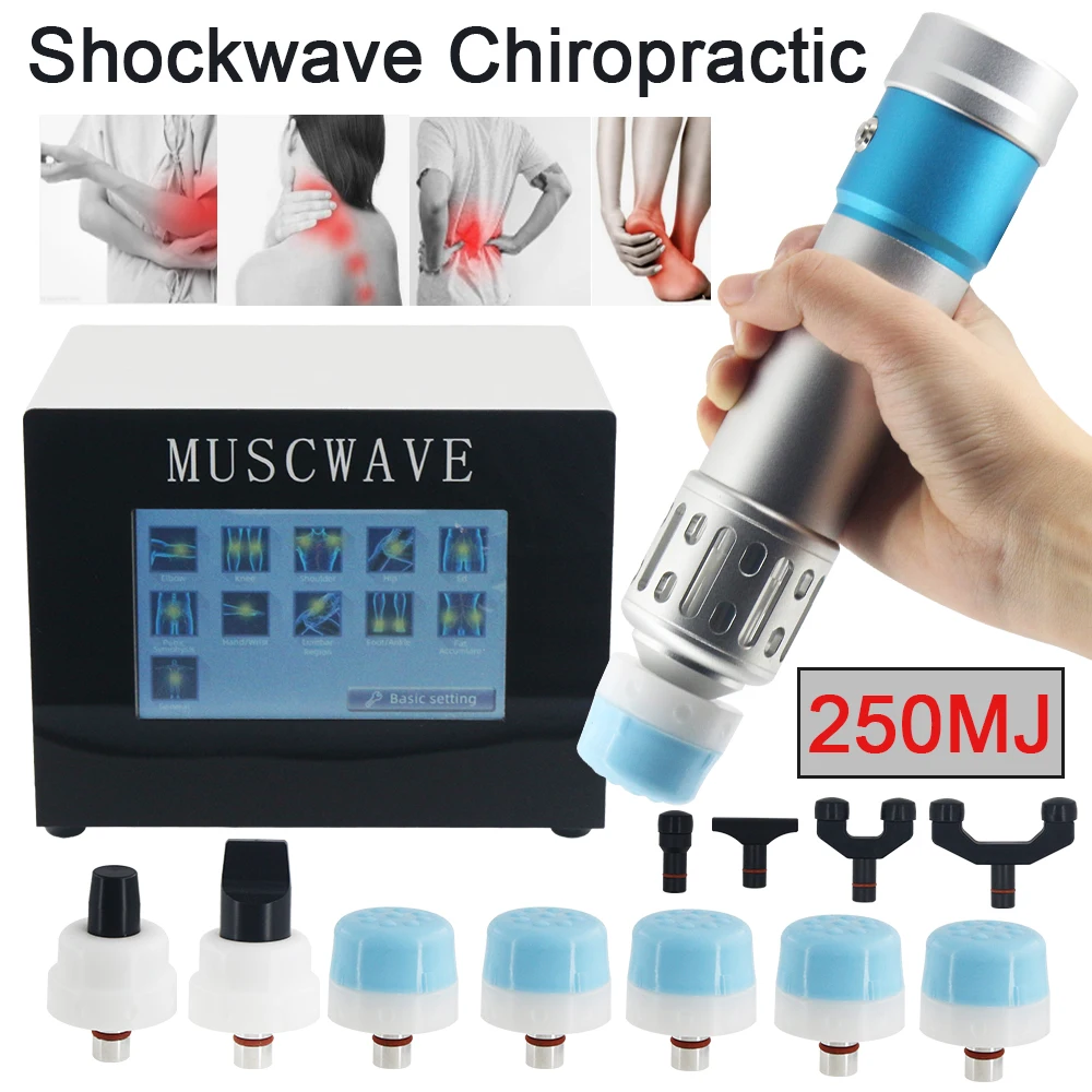

New Chiropractic Shock Wave Adjusting Tool 2 in 1 MUSCWAVE For Muscle Relax Relief Joint Pain 250MJ Shockwave Therapy Machine