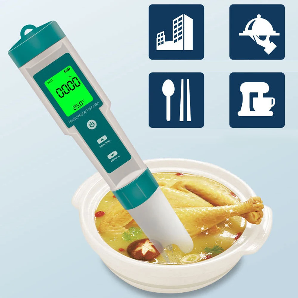 

Tester Quality Measuring Ph/tds/ec/salinity/orp/s.g/temperature Digital Meter Water Quality 7in1 Pen Water Test Portable
