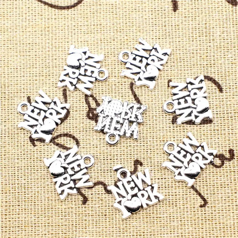 

10pcs Antique Silver Color 15x15mm New York Charms Handmade Jewerly Diy