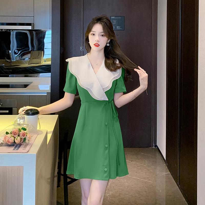 

Женское длинное платье во французском стиле, платье с оборками и V-образным вырезом, длинное платье цвета малинового зеленого фруктово-зеле...