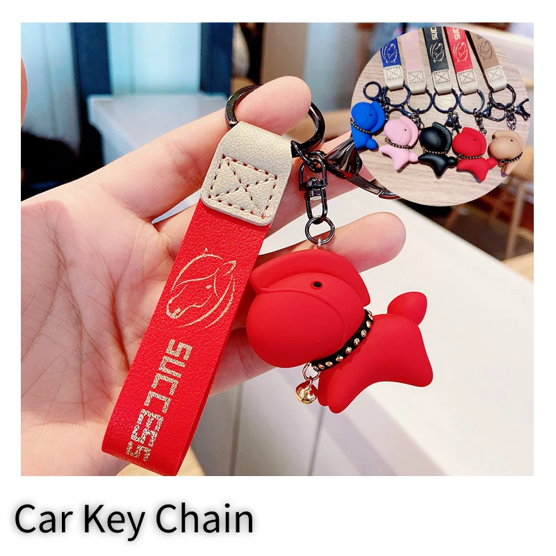 

1pcs Car Keychain Bag Cute Animal Pendant Leather Pony Key ring Colorful Car Key Chains For Women Trinket Jewelry Gift