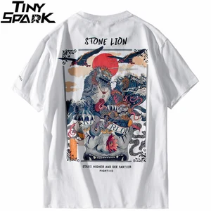 2021 Харадзюку Футболка Мужская Хип-Хоп футболка каменный Лев китайская уличная летняя футболка с коротким рукавом Хлопок топы тройники хипстер Новый