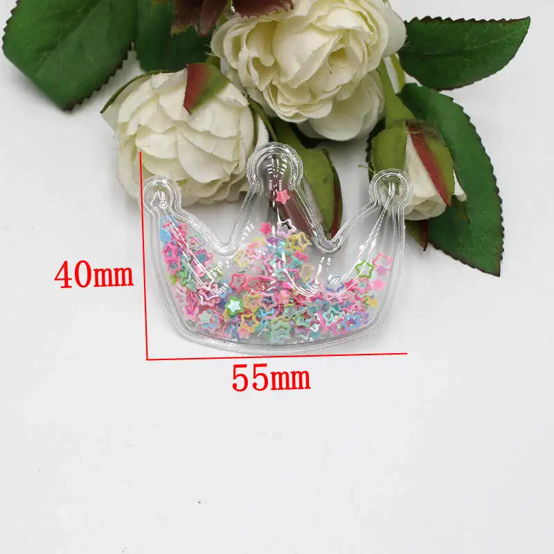 5 шт./лот прозрачные Аппликации из ПВХ в форме короны со свободными блестками