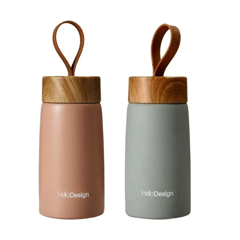 

280ML Double Wall Insulated Thermos Stainless Steel Vaccum Flask Portable Wood Water Cup Mini Vacuum Water Bottle Drinkware