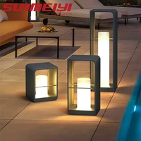 mordern solar lawn lamp outdoor ip54 waterproof led lighting fixture for hotel villa decor poolside minimalist industrial lights
